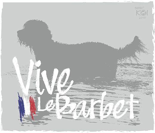 Vive Le Barbet illustration där Barbet Koi är avbildad hund i silhuett