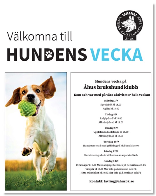 Hundens vecka 2020 på Åhus brukshundklubb